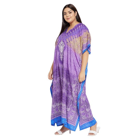 Gypsie Blu Womens Luxury Kaftan Maxi Dress Plus Size Caftan Party Night Gown - Picture 4 of 7